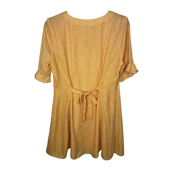 Lulus Castana Mustard Yellow Button-Up Dress With Ruffle Sleeves & Tie Back XL - Picture 4 of 16